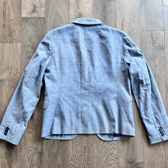 J. Crew Schoolboy Blazer Chambray Blue 100% Cotton Size 2 Classic Jacket - Picture 3 of 4